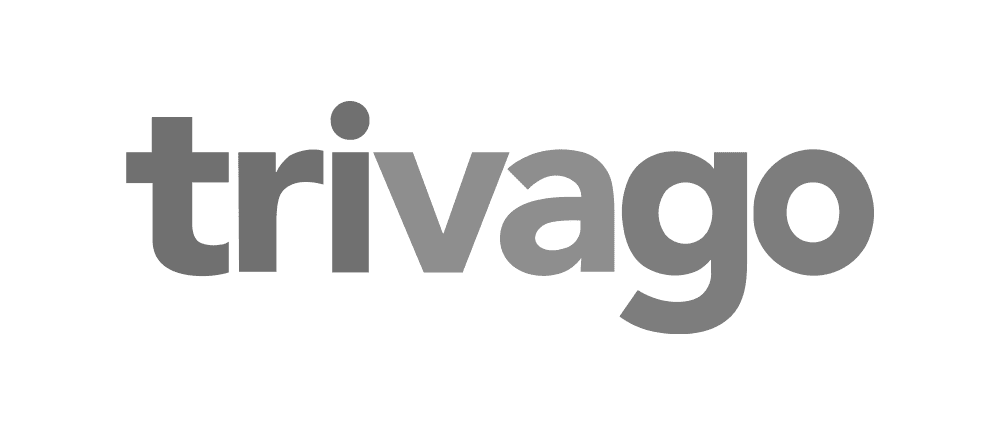 Greyscale Trivago logo.